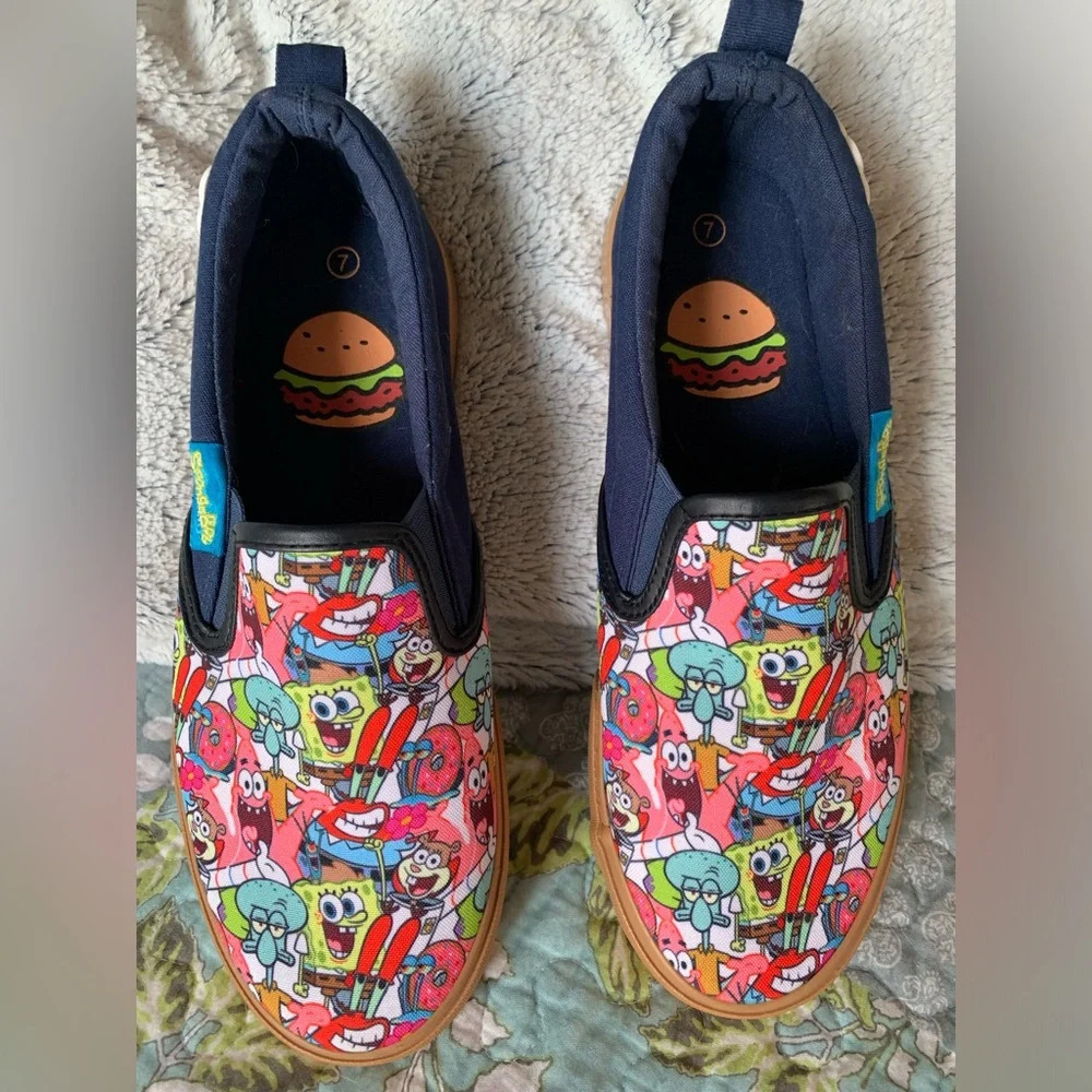 Spongebob Squarepants Ground Up Men’s Slip On Shoes, Size 7, EUC